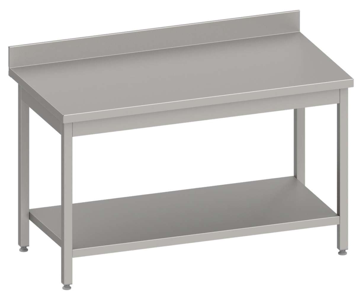 Mesa Mural acero inoxidable AISI 201 con estante 2000x700x850 mm MM207 Línea Varsovia (950047200)