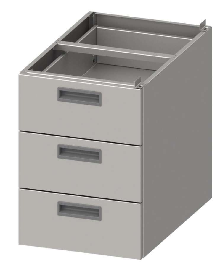 Módulo tres cajones acero inoxidable AISI 201 386x490x540 mm para mesas fondo 600 mm MCA603 Línea Varsovia (952324043)