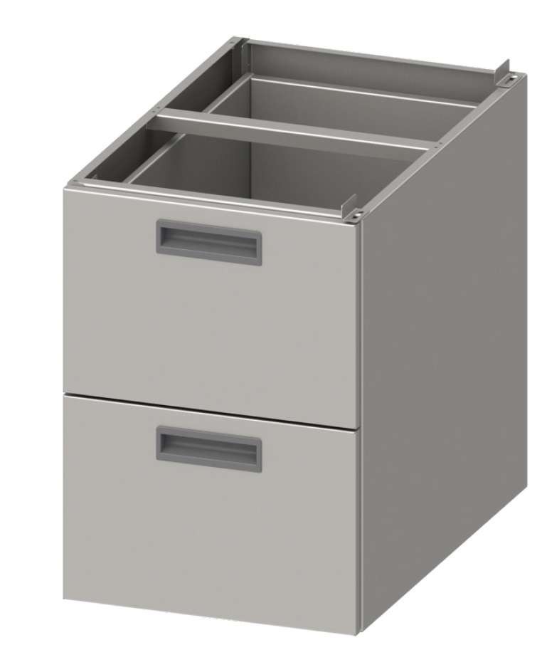 Módulo de dos cajones acero inoxidable AISI 201 386x590x540 mm para mesas fondo 700 mm MCA702 Línea Varsovia