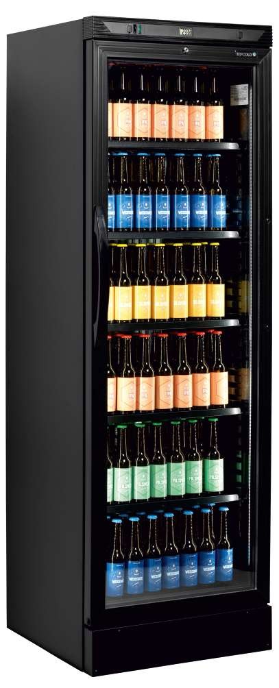 Armario Refrigerado 1 puerta de cristal color NEGRO 595x640x1840h mm Línea VIBORG CEV425-I BLACK