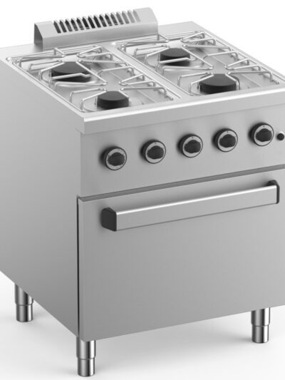 Cocina a Gas 4 Fuegos con Horno a Gas GN2/1 Fondo 700 ELFU77FG START LINE