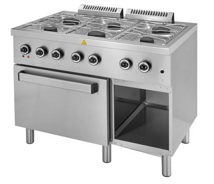 Cocina a Gas 6 Fuegos con Horno a Gas GN2/1  Fondo 700 ELFU711FG START LINE