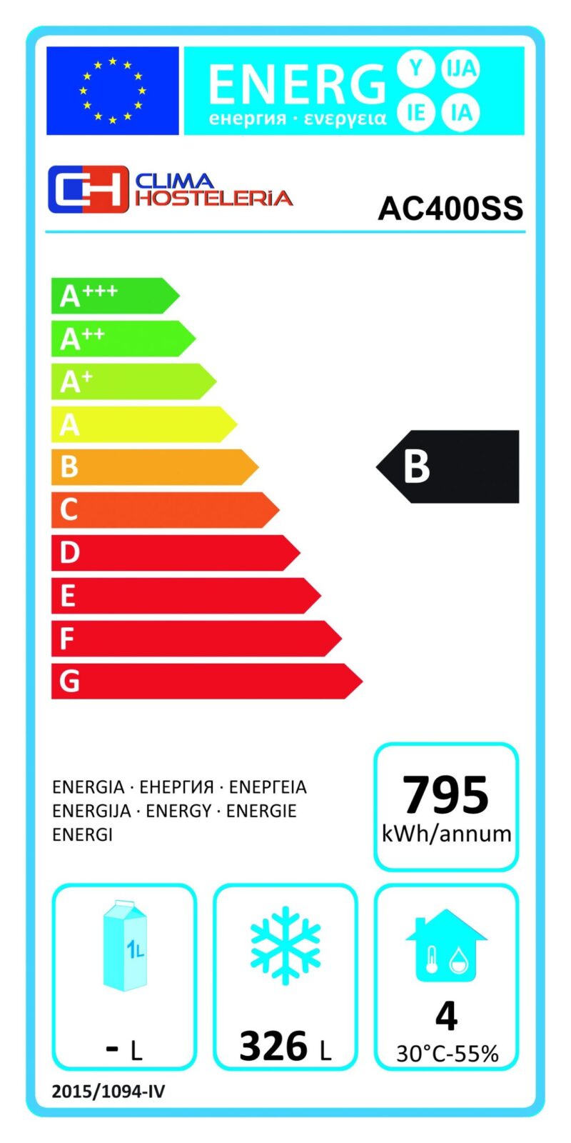 Armario congelación 400 litros acero inoxidable 595X650X1850h mm PEKIN AC400SS