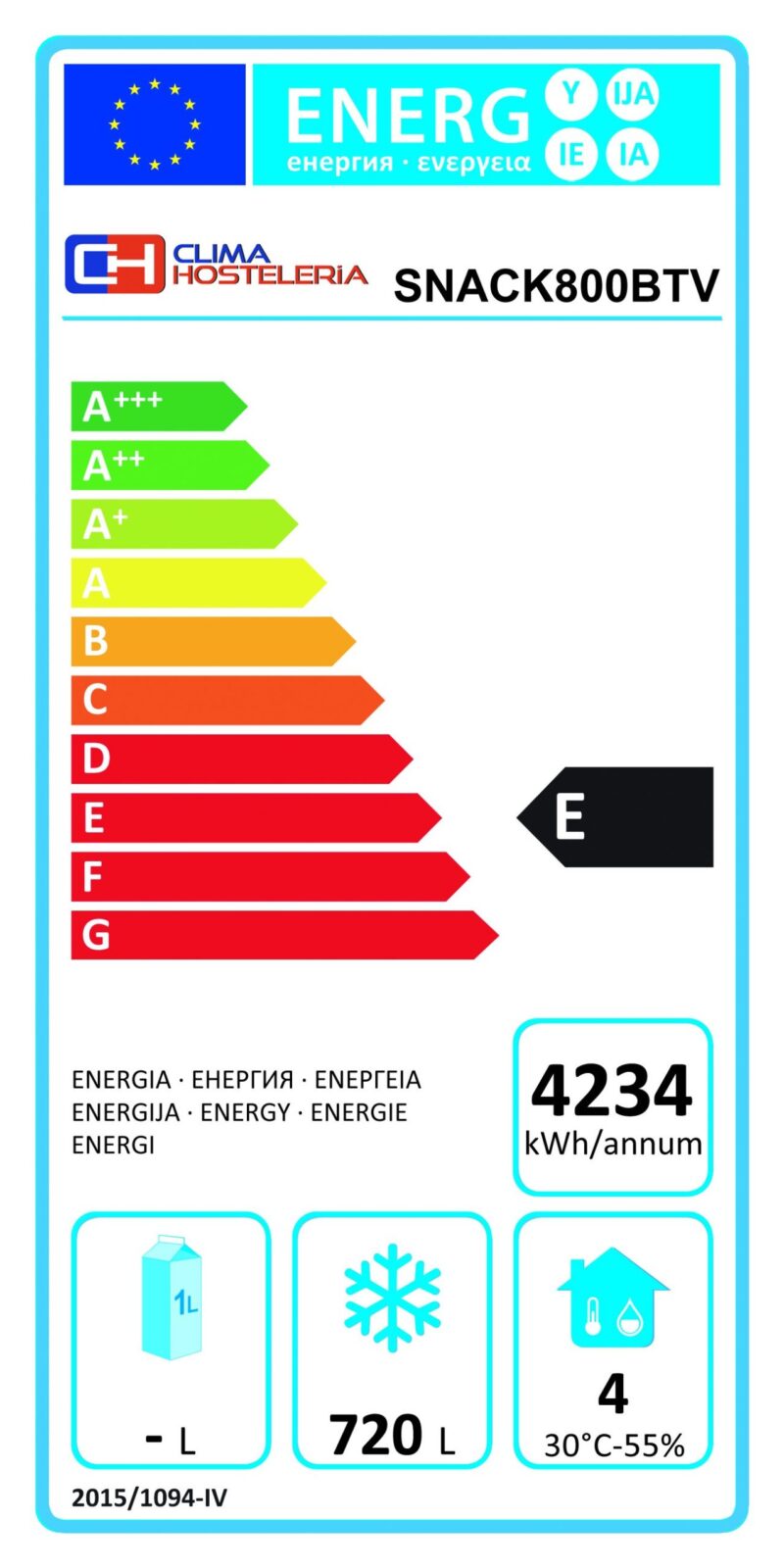 Armario Congelados Snack Acero Inoxidable 2 Puertas 1000 litros 1340x700x2010h mm PEKIN SNACK800BTV