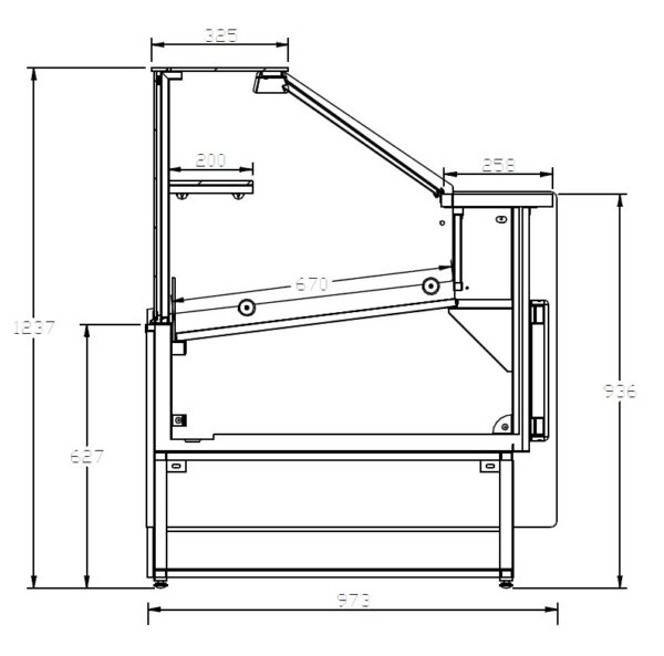 Vitrina Refrigerada Expositora de 1,5 metros Fondo 973 mm Frío Estático Línea CORDOBA VRE-150