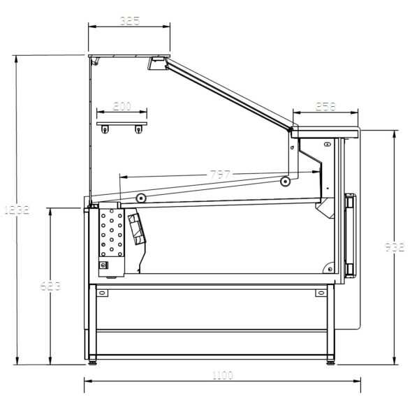 Vitrina Refrigerada Expositora de 2,5 metros Fondo 1100 Frío Ventilado - Exposición Inoxidable - Línea CORDOBA VRV-250-XL