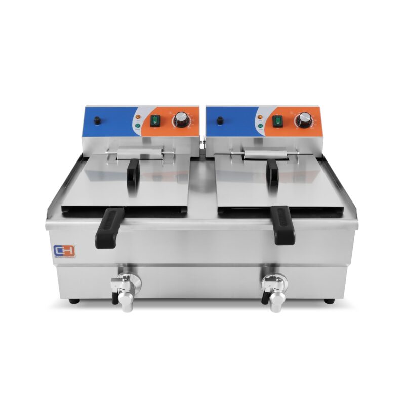 Freidora Eléctrica 12+12 litros CON Grifo de 686x530 x385h mm PEKIN EF-162V