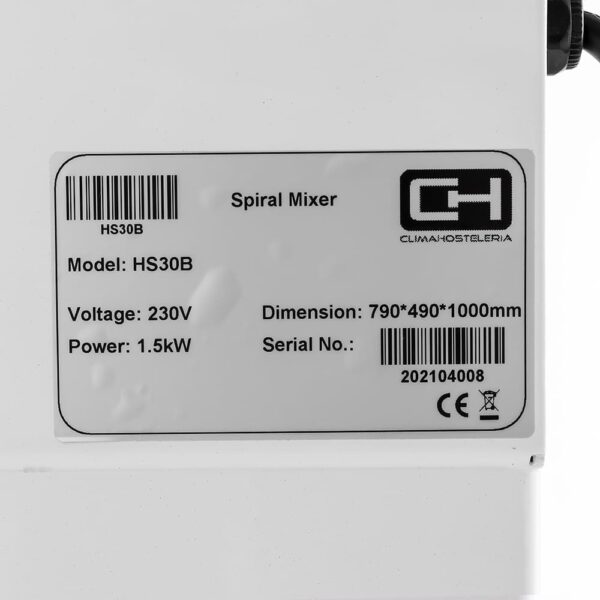 Amasadora Espiral 30 litros 1,5kW PEKIN HS-30 (HS30A-D)