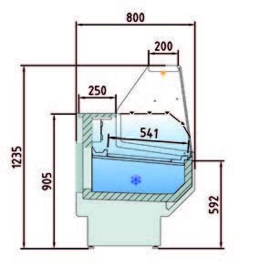 Vitrina Refrigerada Cristal Recto Fondo 800 dim.2525x800x1235h mm Línea Córdoba VED-8-25-R