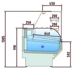 Vitrina Refrigerada Cristal Recto pastelería Fondo 900 dim.1305x940x1235h mm Línea Córdoba VEPD-9-13-RR