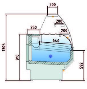 Vitrina Refrigerada Cristal Curvo  pastelería Fondo 900 dim.2995x940x1235h mm Línea Córdoba VEPD-9-30-C