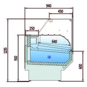 Vitrina Refrigerada Cristal Recto Fondo 900 dim.2995x940x1235h mm Línea Córdoba VED-9-30-R