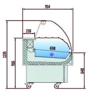 Vitrina Expositora Refrigerada Pescado / Marisco evaporador estática dim.1505x915x1185h mm  Línea Córdoba EEC-150-CC