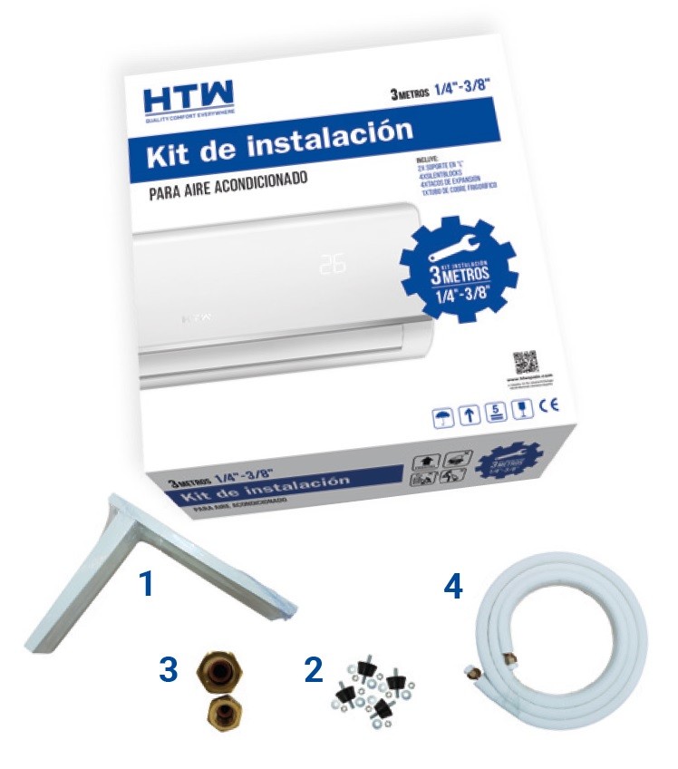 Kit Instalación Aire Acondicionado 5M 1/4-1/2 + ESCUADRA + SILENTBLOCK+TAC