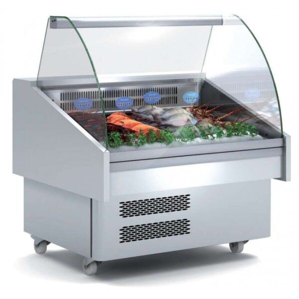 Vitrina Expositora Refrigerada Pescado / Marisco evaporador estático + placa fría  dim.1285x915x1185h mm Línea Córdoba EEC-130-RR-EF