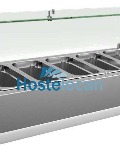 Vitrina 6 cubetas GN1/4 con Cúpula de Vídrio de 1400 x335 x440h mm PEKIN VRX1400330FG