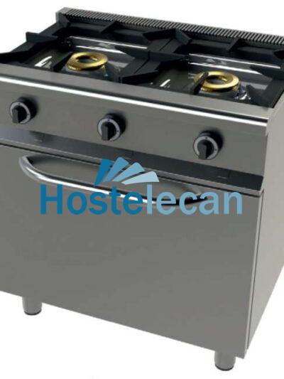 Cocina a gas con horno GN1/1 4,5 Kw, 2 fuegos 8+8 Kw SerIe 550 JUNEX con medidas 800x550x850h mm 6201/1