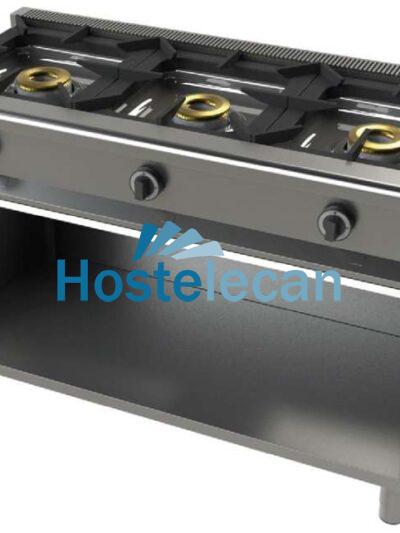 Cocina a gas con mueble de 3 fuegos 8+8+8 Kw SerIe 550 JUNEX con medidas 1200x550x850h mm 6300/1