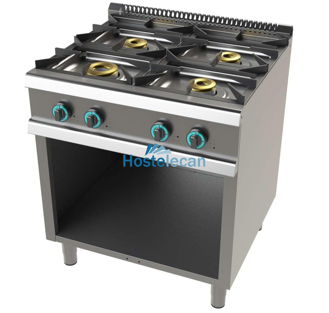 Cocina a gas con mueble de 4 fuegos 8+4,5+6+6 Kw SerIe 700 JUNEX con medidas 800x730x900h mm FO7N400