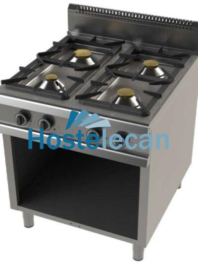 Cocina a gas con mueble de 4 fuegos 4,3+8,3+10+8,3 Kw Serie 900 JUNEX con medidas 800x900x900h mm FO9C400