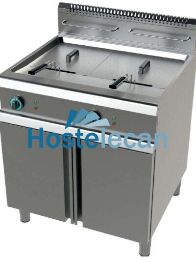 Freidora a gas 2 cuba limpia de 21+21 litros con 19+19Kw Serie 900 JUNEX con medidas 800x900x900h mm FG9C221