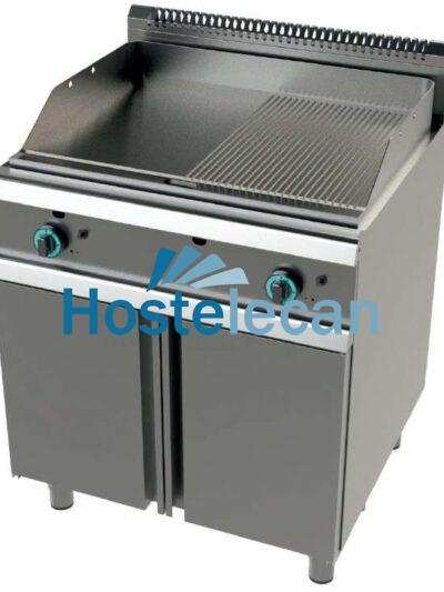 Fry tops a gas acero laminado placa lisa con mueble Serie 900 JUNEX con medidas 800x900x900h mm FT9C0LL