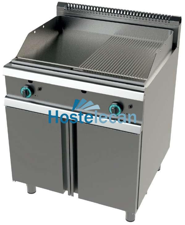 Fry tops a gas acero laminado placa lisa con mueble Serie 900 JUNEX con medidas 800x900x900h mm FT9C0LL