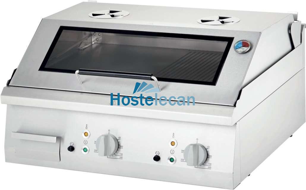 Fry top eléctrico acero rectificado sobremesa placa lisa CON TAPA 800x700x250h mm 8,1Kw Línea Varsovia
