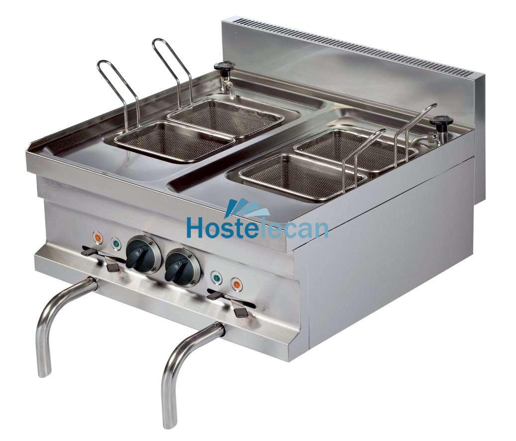 Cocedor de pasta eléctrico sobremesa 14+14 litros 3+3 kw 600x600x265h mm EMH606 Línea Estambul