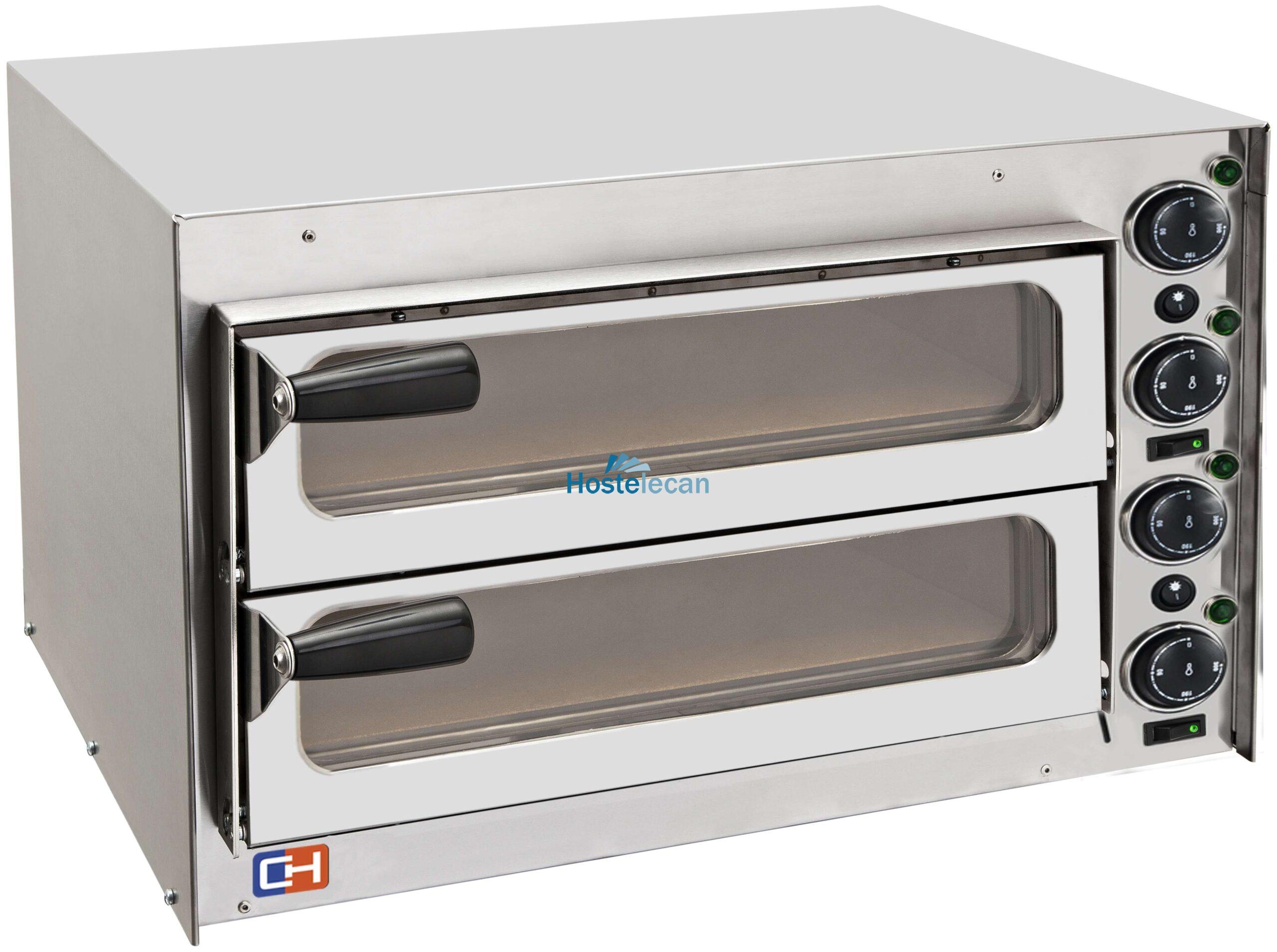 Horno Eléctrico de Pizza Compacto 2 pizza diámetro 35 cm AVEIRO FP35PV con puerta de cristal