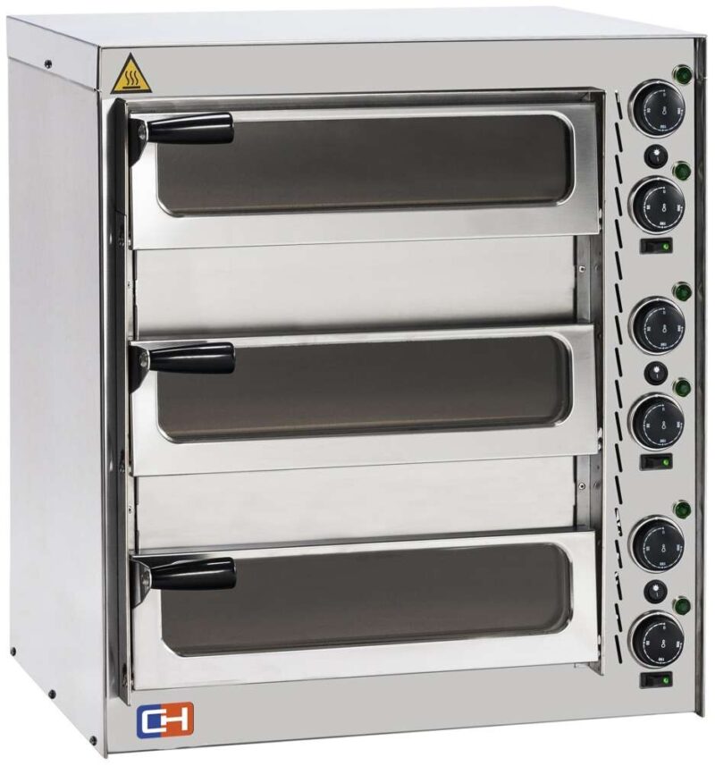 Horno Eléctrico de Pizza Compacto 3 pizza diámetro 35 cm AVEIRO FP52PV con puerta de cristal