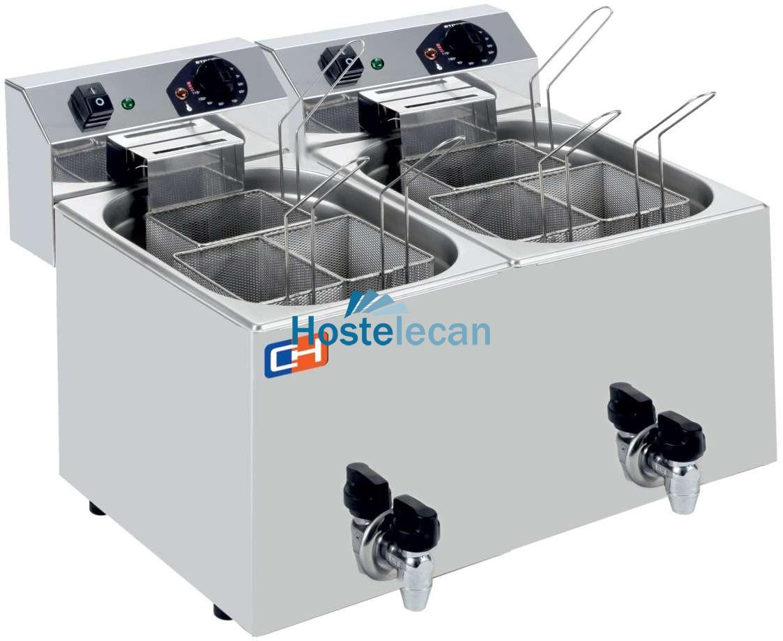 Cuecepasta Eléctrico Profesional 7+7 litros con 3+3 cestas 530x460x370h mm CP77L