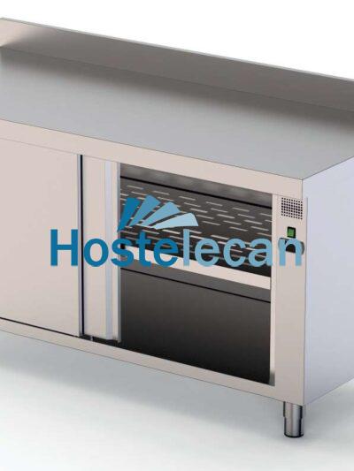 Mesa Caliente Acero Inoxidable Mural Fondo 600 Con Puerta Corredera A 1 Cara 1800x600x850h mm HFTW160180SD