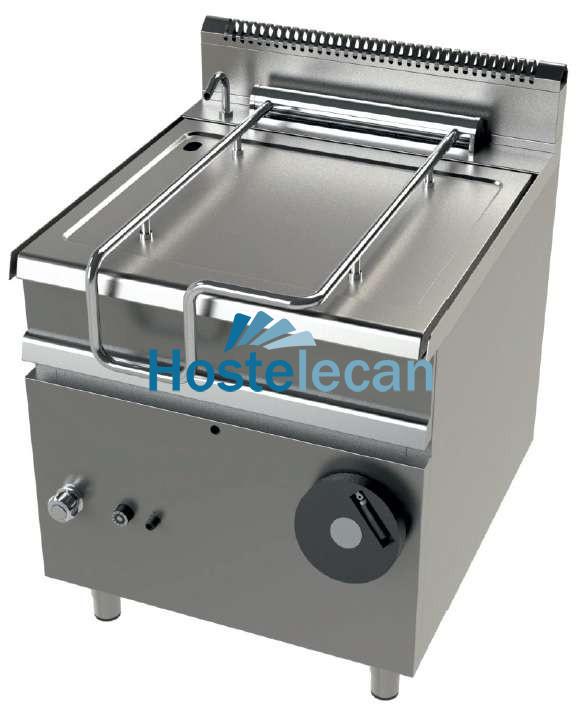 Sartén basculante a gas 80 litros 22Kw fondo cuba en acero inoxidable AISI-304 Serie 900 JUNEX con medidas 800x900x900h mm FD9C080