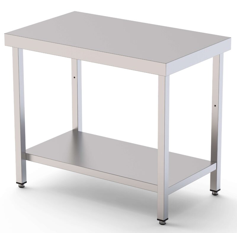 Mesa de Trabajo Acero inoxidable Central Con 1 Estante 2400x500x850h mm WTC150240S1