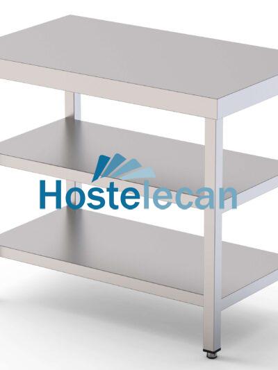 Mesa de Trabajo Acero inoxidable Central Con 2 Estante 600x500x850h mm WTC150060S2