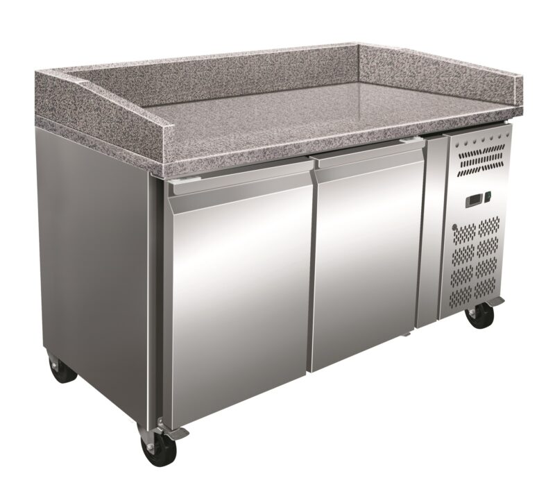 Mesa Euronorm 2 Puertas Preparación Pizzas con Encimera de Granito de 1515 x800 x1000h mm PEKIN PZ2600TN