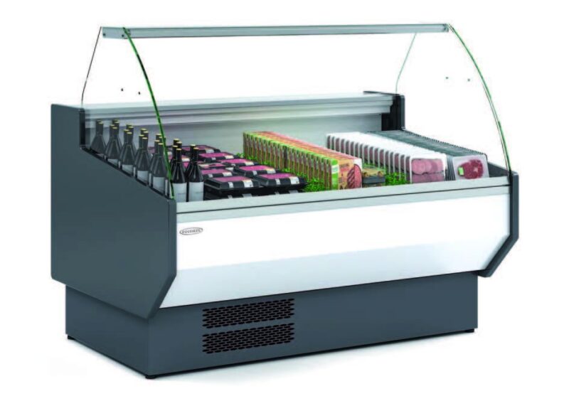 Vitrina Refrigerada Cristal Curvo Fondo 1100 dim.1305x1100x1235h mm Línea Córdoba  VED-10-13-C-TF