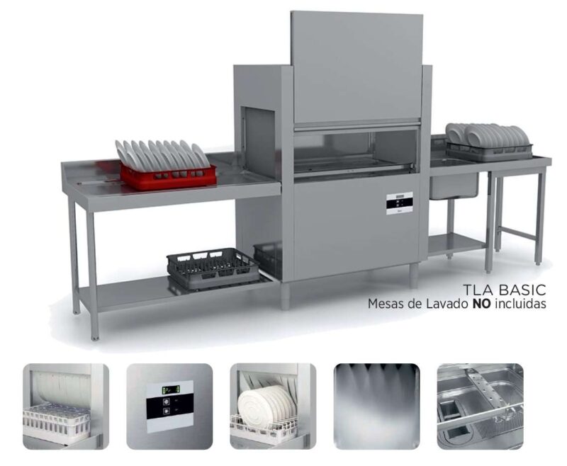 Túnel de lavado  cesta 50x50 cm PRELAVADO + LAVADO + ACLARADO 6200/2070 cestas/hora VERONA TPLA PLUS (31-11.2)