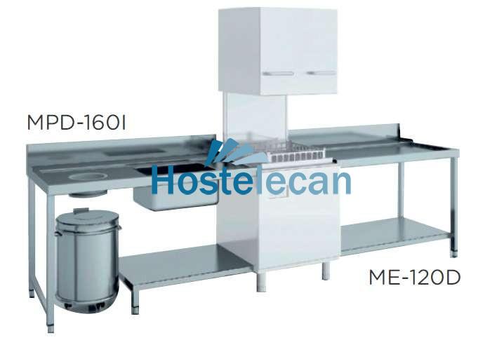 Mesa de prelavado entrada izquierda dim.800x750x850h mm con estante MP-80I