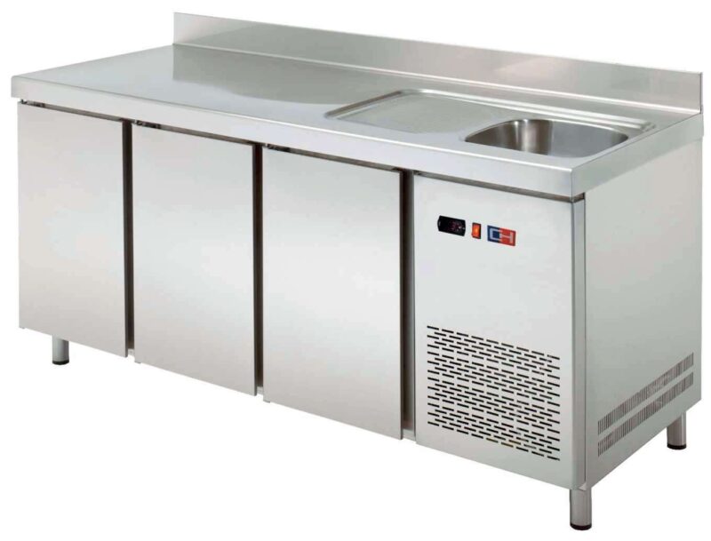Mesa Snack Refrigerada con fregadero 2 puertas Fondo 600 de 1492 x600 x850h mm CORDOBA MRCH-150F