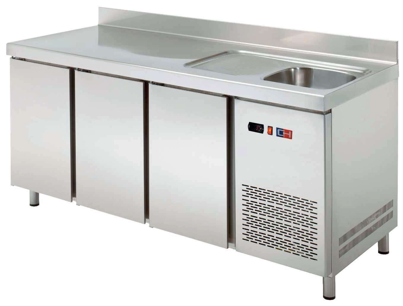 Mesa Snack Refrigerada con fregadero 3 puertas Fondo 600 de 2017 x600 x850h mm CORDOBA MRCH-200F