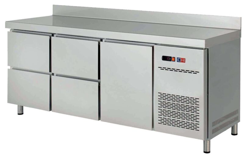 Mesa Snack Refrigerada 4 cajones + 1 puerta Fondo 600 de 2017 x600 x850h mm CORDOBA MRCH-200-4