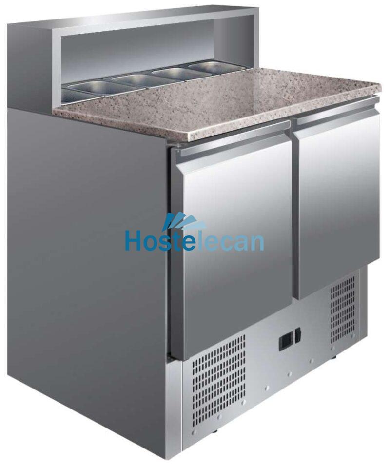 Mesa GN1/1 2 Puertas Preparación Ensaladas con Encimera de Granito de 900 x700 x1010h mm PEKIN PS900