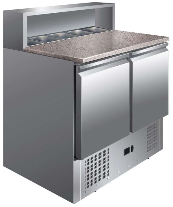 Mesa GN1/1 2 Puertas Preparación Ensaladas con Encimera de Granito de 900 x700 x1010h mm PEKIN PS900