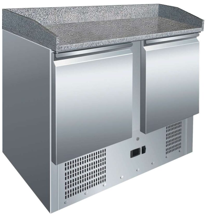 Mesa GN1/1 2 Puertas Preparación Pizzas con Encimera de Granito de 1045 x700 x1050h mm PEKIN S902PZ