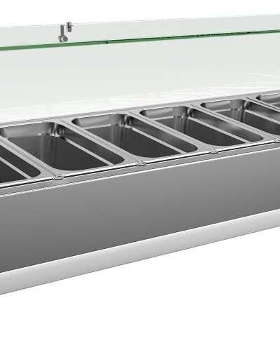 Vitrina 8 cubetas GN1/3 con Cúpula de Vídrio de 1800 x395 x440h mm PEKIN VRX1800380FG