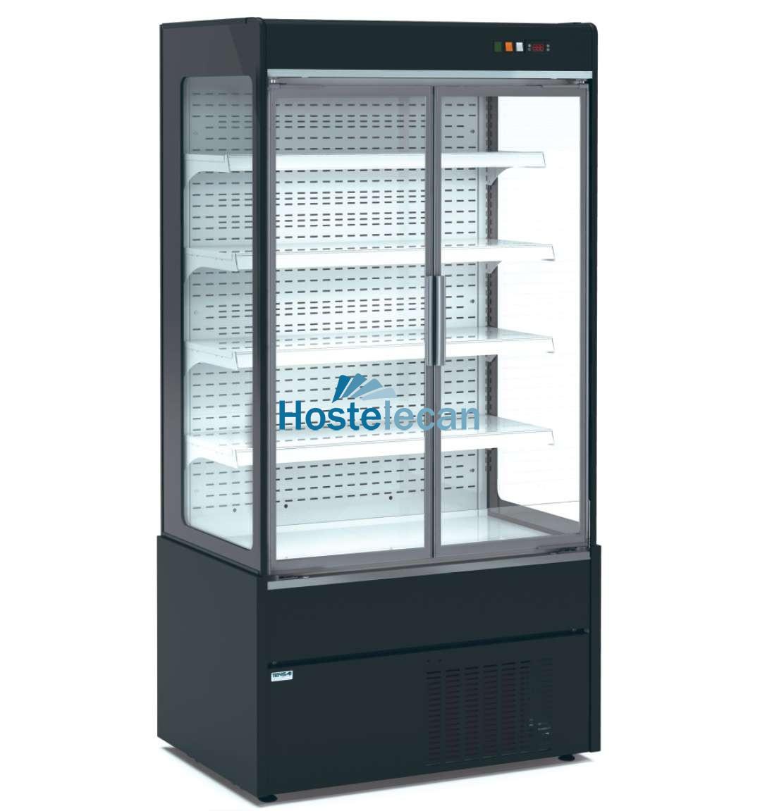 Mural Refrigerado Expositor  con Puertas de Cristal 4 Estantes Fondo 700 de 1530 x700 x1990h mm AVEIRO MAE150PV-N color NEGRO