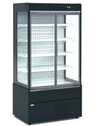 Mural Refrigerado Expositor  con Puertas de Cristal 4 Estantes Fondo 700 de 1530 x700 x1990h mm AVEIRO MAE150PV-N color NEGRO