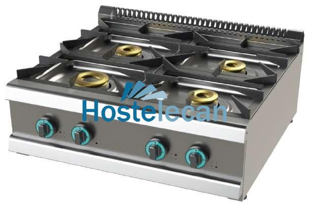 Cocina a gas sobremesa de 4 fuegos 8+4,5+6+6 Kw SerIe 700 JUNEX con medidas 800x730x240h mm FO7N400B